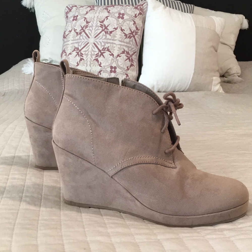 Wedge booties. Lightly worn. Minimal wear.